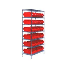 Quantum W7-12-26 Chrome Wire Shelving With 26 QuickPick Double Open Bins Red, 18x36x74