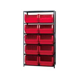 Quantum MSU-543 Steel Shelving With 10 Magnum Giant Hopper Bins Red, 18x42x75