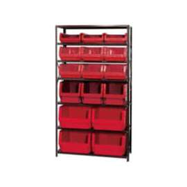 Quantum MSU-16-MIX Steel Shelving With 16 Magnum Giant Hopper Bins Red, 18x42x75