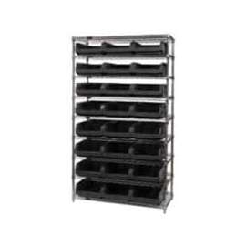 Quantum WR9-531 Chrome Shelving With 24 Magnum Giant Hopper Bins Black, 18x42x75