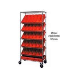 Quantum MWRS-7-604 Chrome Wire Truck With 54 4-5/8"H Plastic Drawers Red, 36"L x 18"W x 74"H