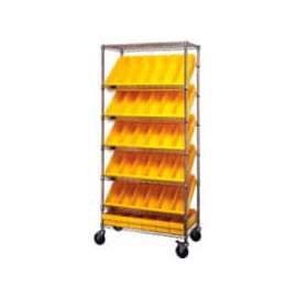 Quantum MWRS-7-602 Chrome Wire Truck With 36 4-5/8"H Plastic Drawers Yellow, 36"L x 18"W x 74"H