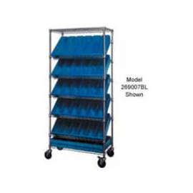 Quantum MWRS-7-606 Chrome Wire Truck With 24 4-5/8"H Plastic Drawers Blue, 36"L x 18"W x 74"H