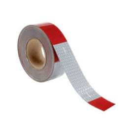 Conspicuity Reflective Tape, 11"/7" Pattern, 13 mil Vinyl, Red/White, DOT-C2, 150'L x 2"W, 1 Roll