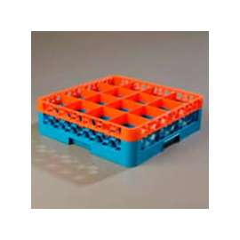 Carlisle RG16-1C412 - Opticlean; 16-Compartment Glass Rack W/ 1 Extender, Orange-Carlisle Blue