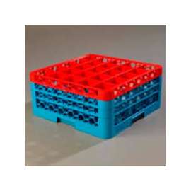 Carlisle RG25-3C410 - Opticlean; 25-Compartment Glass Rack W/ 3 Extenders, Red-Carlisle Blue