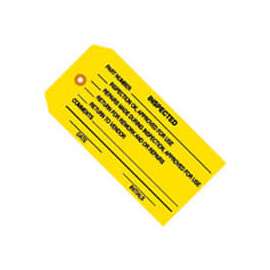 Inspection Tags, "Inspected", #5, 4-3/4"L x 2-3/8"W, Yellow, 1000/Pack