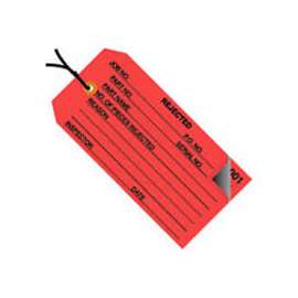 Global Industrial 2 Part Inspection Tag Rejected Pre Strung, #5 4-3/4"L x 2-3/8"W Red, 500/Pk