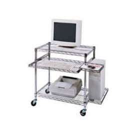 Luxor Chrome Wire Mobile Computer Workstation, 29-1/2"W x 18"D x 42"H