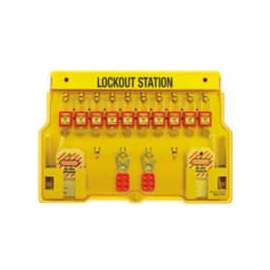 Master Lock Safety 10-Lock Padlock Station, Zenex Thermoplastic Padlocks, 1483BP410