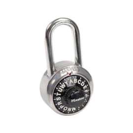 Master Lock No. 1572LF 3-Letter Combo Padlock 1-1/2" Inside Shackle, Control Chart, Blk Dial