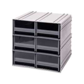 Quantum Storage Systems Interlocking Storage Cabinet QIC-64 - 11-3/4"Wx11-3/8"Dx11"H - 6 Gray Drawers