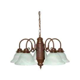 Satco 60-1291 5 Light Chandelier w/ Alabaster Glass Old Bronze