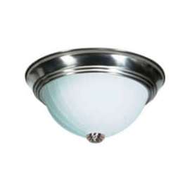 Satco 76-243 2 Light - 11" - Flush Mount - Frosted Melon Glass Brushed Nickel