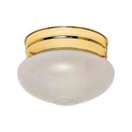 Satco 77-123 1 Light - 6" - Flush Mount - Small Frosted Grape Mushroom Polished Brass