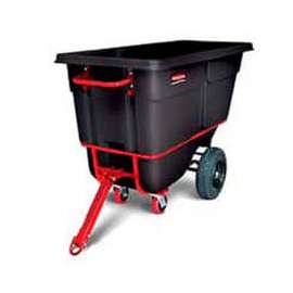 Rubbermaid Heavy Duty Towable Plastic Tilt Truck, 1 Cu. Yd. Cap, 2100 Lbs. Cap, Black