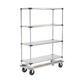 Nexel Galvanized Shelf Truck w/Dolly Base, 1600 lb. Capacity, 36"L x 24"W x 81"H, Gray