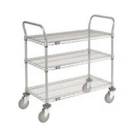 Nexel Utility Cart w/3 Shelves & Poly Casters, 1200 lb. Capacity, 36"L x 18"W x 39"H