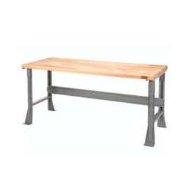 Global Industrial Flared Leg Workbench w/ Maple Square Edge Top, 72"W x 30"D, Gray