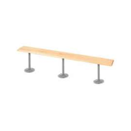 Global Industrial Locker Room Bench, Hardwood With Steel Tube Pedestal Legs, 96 x 9-1/2 x 17