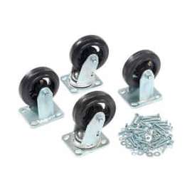 Global Industrial 5" x 1-1/2" Mold-On Rubber Caster Kit 2 Swivel, 2 Rigid