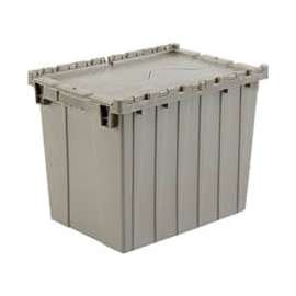 Global Industrial Plastic Attached Lid Shipping & Storage Container 21-7/8x15-1/4x17-1/4 Gray