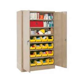 Locking Storage Cabinet 48x24x78, 24 YL Stacking Bins, 6 Shelves Unassembled