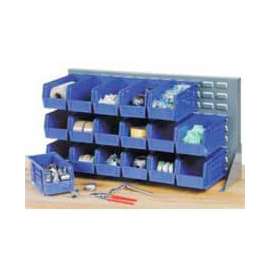 Global Industrial Louvered Bench Rack 36"W x 20"H - 32 of Blue Premium Stacking Bins