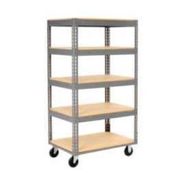 Global Industrial Boltless Shelf Truck, 5 Shelves, Poly Casters, 48"L x 24"W x 65"H, Gray