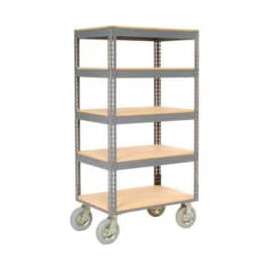 Global Industrial Boltless Shelf Truck, 5 Shelves, Pneumatic Casters, 48"L x 24"W x 68"H, Gray
