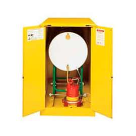 Justrite Drum Cabinet 55 Gal. Capacity Horizontal Manual Close Flammable W/ Drum Rollers