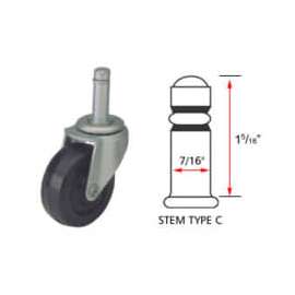 Algood Standard Series Chair Caster with Hard Rubber Wheel S0823-437SX1 5/16-U - Stem Type C