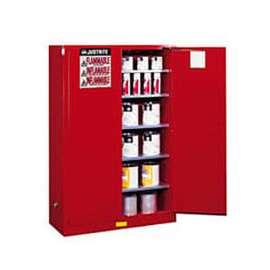 Justrite Paint & Ink Cabinet w/ Self Close Double Doors, 60 Gal. Cap., 43"W x 18"D x 65"H