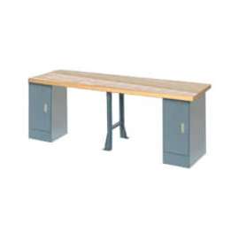 Global Industrial Extra Long Industrial Workbench, 2 Cabinets, 120"W x 30"D, Gray