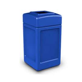 PolyTec Square Waste Container, Blue, 42-Gallon