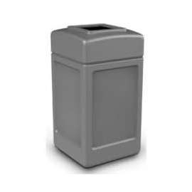 PolyTec Square Waste Container, Gray, 42-Gallon