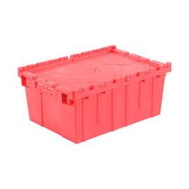 Global Industrial Plastic Attached Lid Shipping & Storage Container 21-7/8x15-1/4x9-11/16 Red