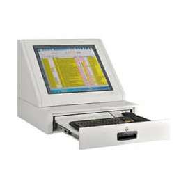 Global Industrial Countertop LCD Console Computer Cabinet, Light Gray