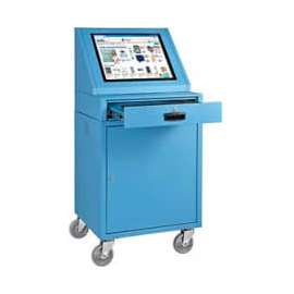 Global Industrial Mobile LCD Console Computer Cabinet, Blue