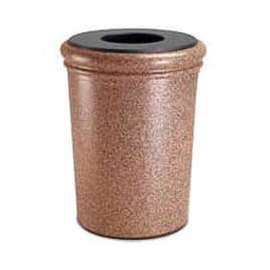 StoneTec Round Open Top Waste Container, 50 Gallon Capacity, Sedona