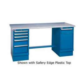 Global Industrial 60x30 Square Maple Pedestal Workbench with 4 Drawers & Cabinet