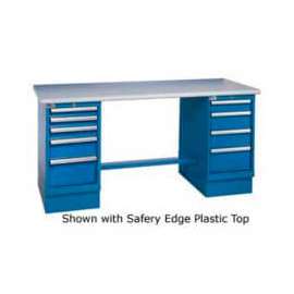 Global Industrial 60 x 30 Safety Maple Pedestal Workbench with 8 Drawers