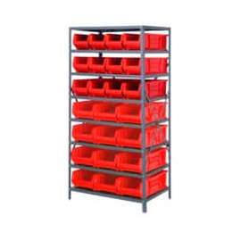 Quantum Storage Systems 2475-950952 Steel Shelving with 24 24"D Hulk Hopper Bins Red, 24x36x75