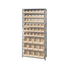 Quantum Storage Systems QSBU-230240 Steel Shelving With 48 Giant Stacking Bins Ivory, 12x36x75