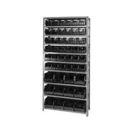 Quantum Storage Systems QSBU-230240 Steel Shelving With 48 Giant Stacking Bins Black, 12x36x75