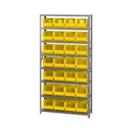 Quantum Storage Systems QSBU-239 Steel Shelving With 28 Giant Stacking Bins Yellow, 12x36x75