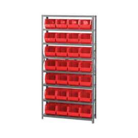 Quantum Storage Systems QSBU-239 Steel Shelving With 28 Giant Stacking Bins Red, 12x36x75