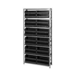 Quantum Storage Systems QSBU-245 Steel Shelving With 24 Giant Stacking Bins Black, 12x36x75
