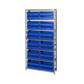 Quantum Storage Systems QSBU-245 Steel Shelving With 24 Giant Stacking Bins Blue, 12x36x75