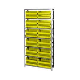 Quantum Storage Systems QSBU-245 Steel Shelving With 24 Giant Stacking Bins Yellow, 12x36x75